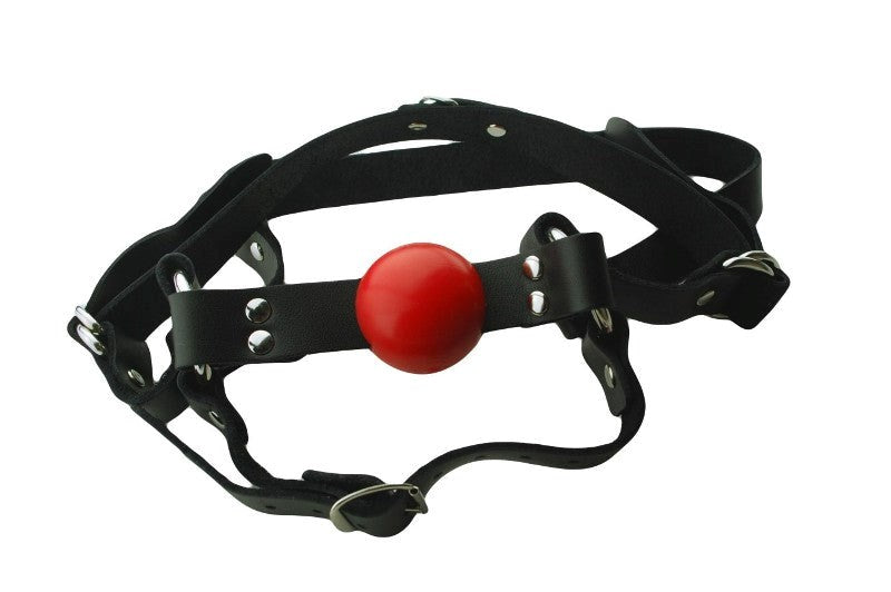 Full Head Harness with 1.5in Red Bondage Ball Gag - - Bondage Gags and Bits