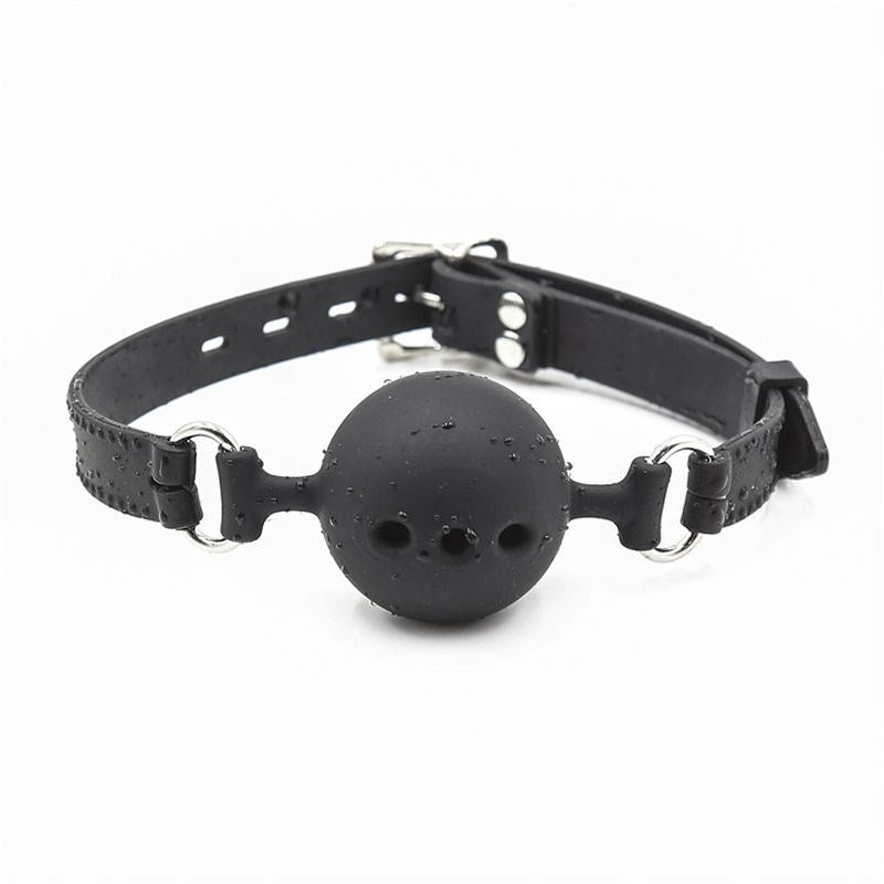 Full Silicone Breathable Ball Gag - Black - - Bondage Gags and Bits