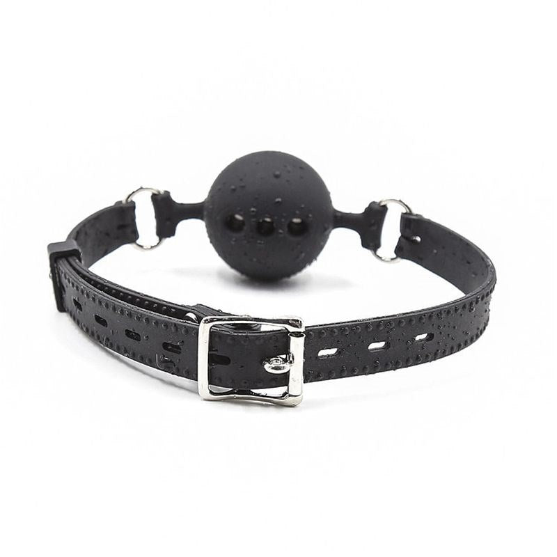 Full Silicone Breathable Ball Gag - Black - - Bondage Gags and Bits