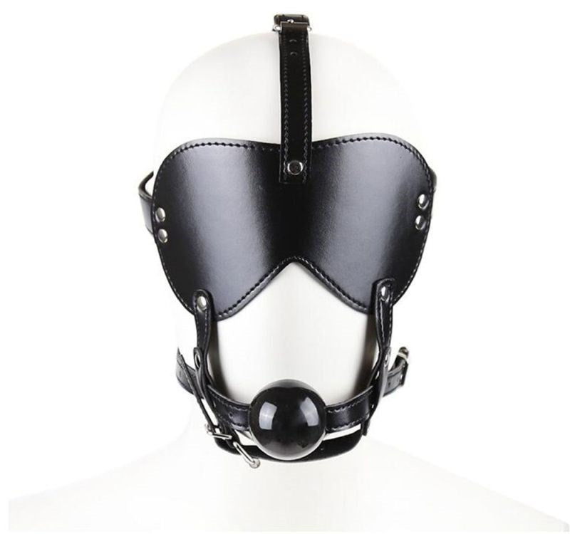 Head Harness Blindfold & Ball Gag Light - - Bondage Gags and Bits