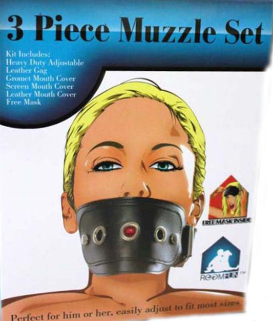 Kinky Muzzle Set Mask & Mouth Gag - Bondage Gags and Bits