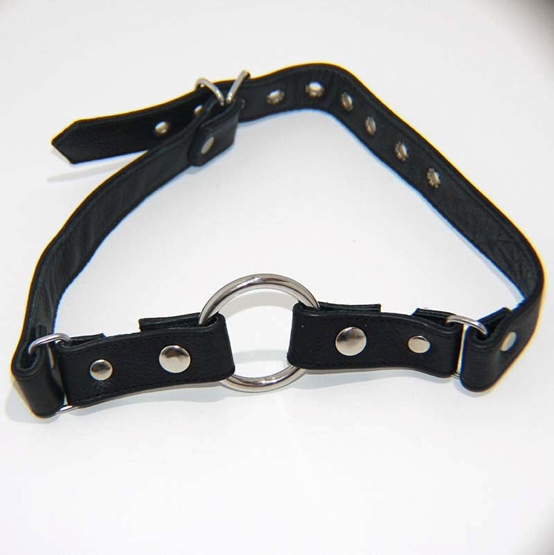 Leather Gag With Removable Metal O Ring - - Bondage Gags and Bits