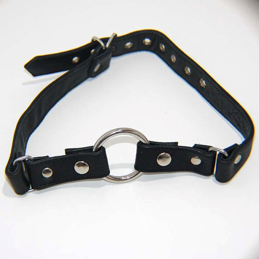Leather Gag With Removable Metal O Ring - Bondage Gags and Bits