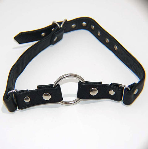 Leather Gag With Removable Metal O Ring - Bondage Gags and Bits
