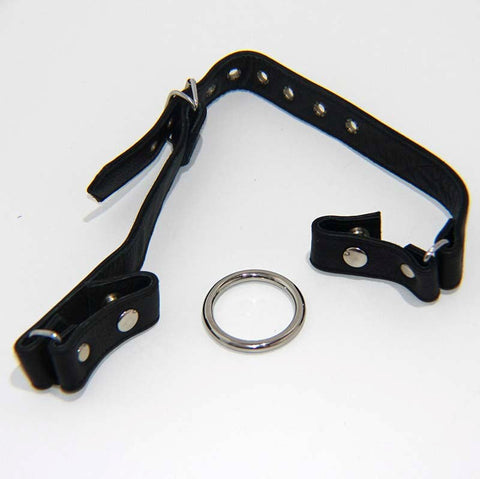 Leather Gag With Removable Metal O Ring - Bondage Gags and Bits