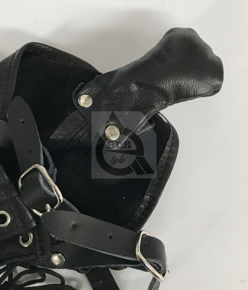 Leather Neck Corset Harness with Stuffer Gag - - Bondage Gags and Bits