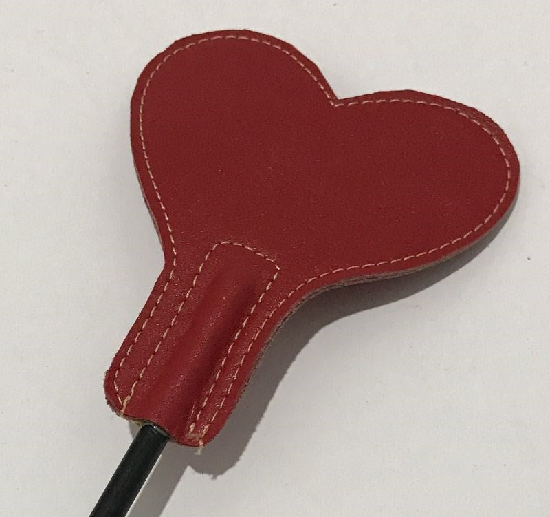 LicksandLashes Leather Crop With Heart Shaped Paddle - - Paddles And Slappers