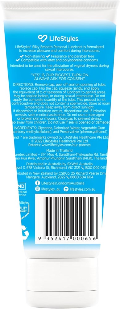 LifeStyles Healthcare Silky Smooth Water Based Personal Lubricant - - Water Based Lubes