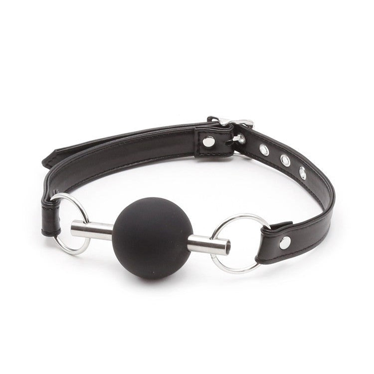 Metal Bar Silicone Ball Gag - - Bondage Gags and Bits