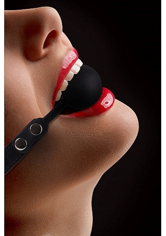 Ouch! Silicone Bondage Ball Gag Black - - Bondage Gags and Bits