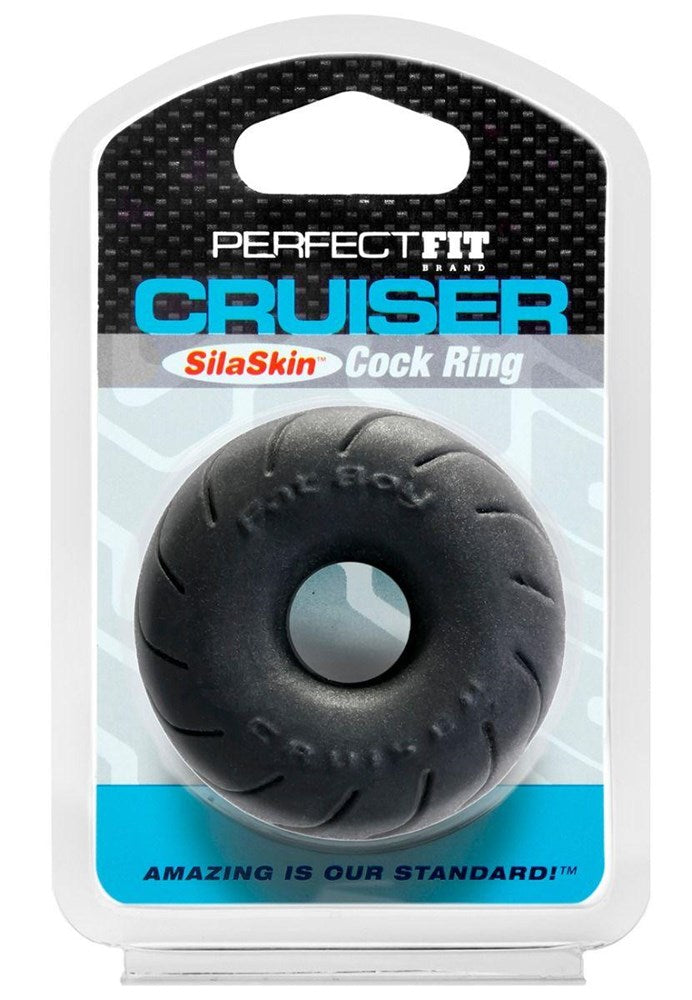 Perfect Fit SilaSkin Cruiser Stretchy Cock Ring 2.5 in. Black - - Stretchy Cock Rings