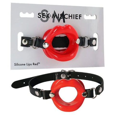 Sex and Mischief Silicone Lips Open Mouth Gag Pink - Bondage Gags and Bits