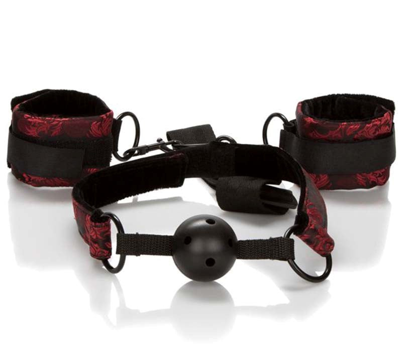 Scandal Breathable Ball Gag With Cuffs - - Bondage Gags and Bits