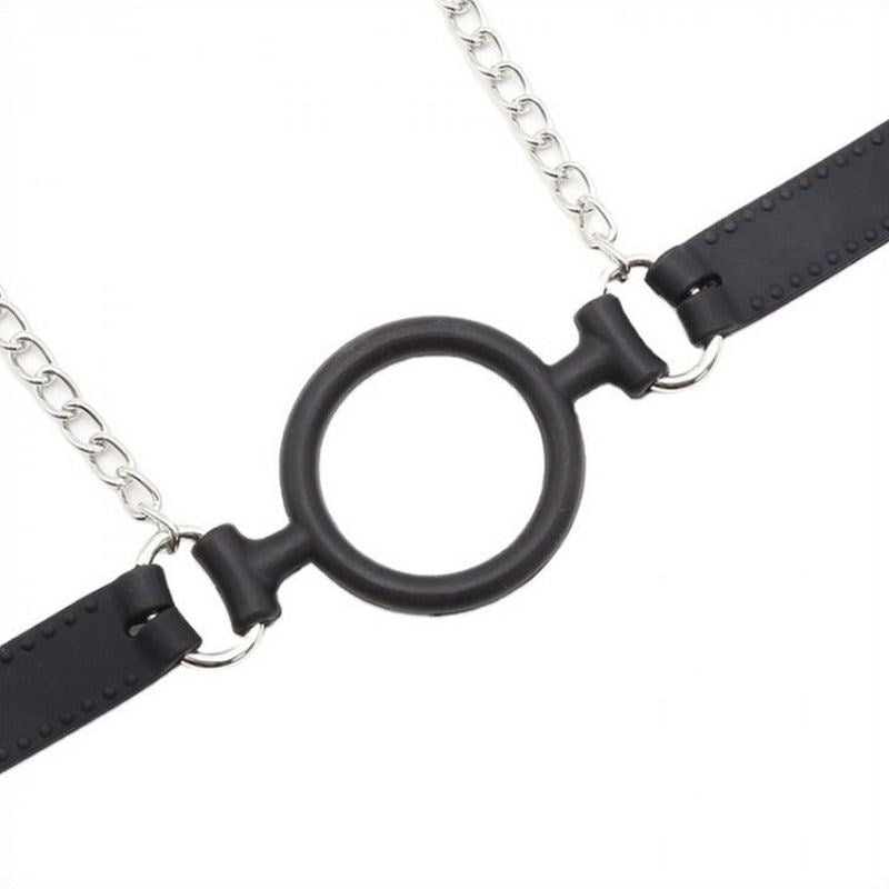 Silicone O Ring Gag With Nipple Clamp - - Bondage Gags and Bits