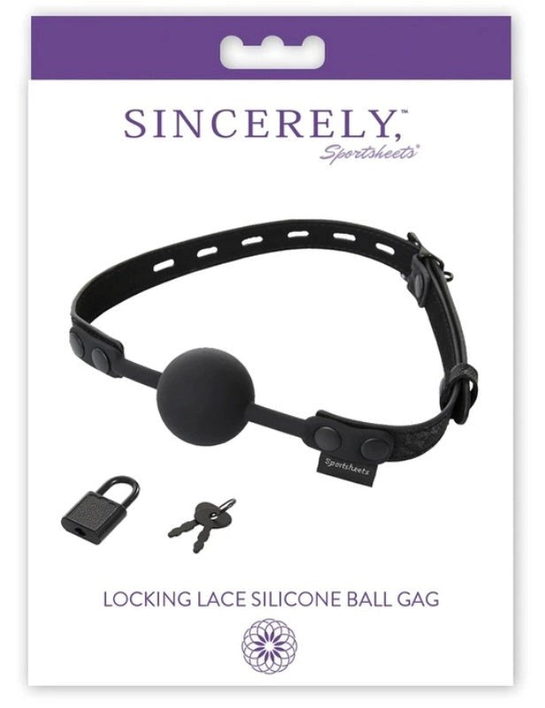 Sincerely Locking Lace BDSM Play Silicone Ball Gag - - Bondage Gags and Bits