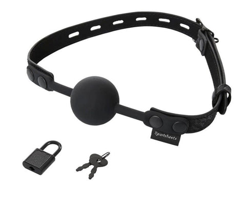 Sincerely Locking Lace BDSM Play Silicone Ball Gag - Bondage Gags and Bits