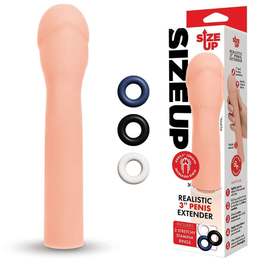 Size Up Mens Realistic Penis Extender Sleeve - Penis Sleeves and Extenders