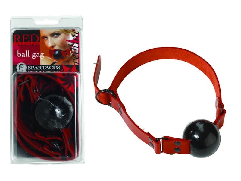 Spartacus Red Rubber Ball Gag with D Ring Closure Large - - Bondage Gags and Bits