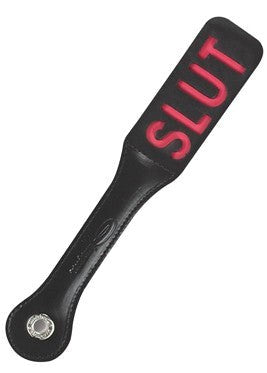 Sportsheets 12 Inch Leather Slut Impression Paddle - - Paddles And Slappers