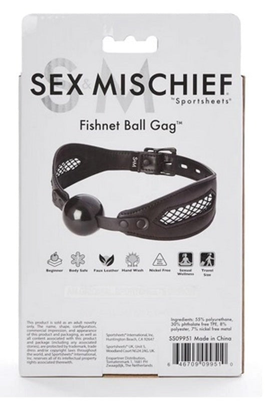 Sportsheets Fishnet Ball Gag - - Bondage Gags and Bits