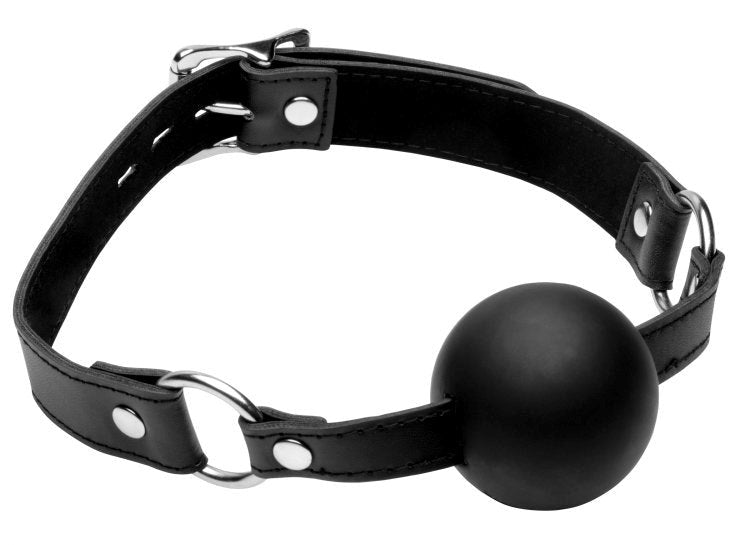 Strict XL Silicone Gag Ball 2 Inch Black - - Bondage Gags and Bits