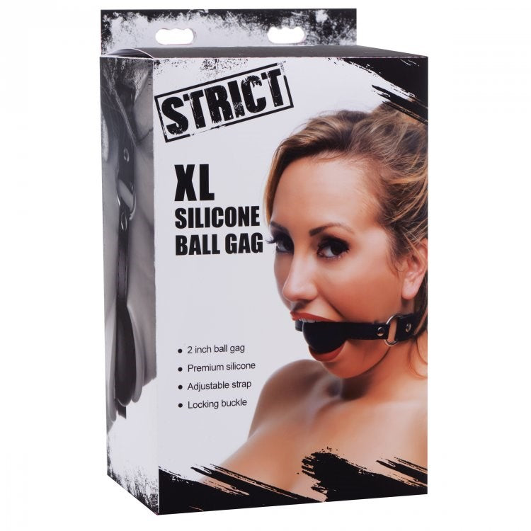 Strict XL Silicone Gag Ball 2 Inch Black - - Bondage Gags and Bits