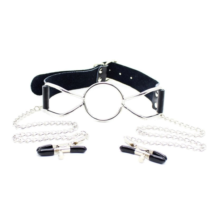 The Crucible Spider Gag With Nipple Clamps - - Bondage Gags and Bits