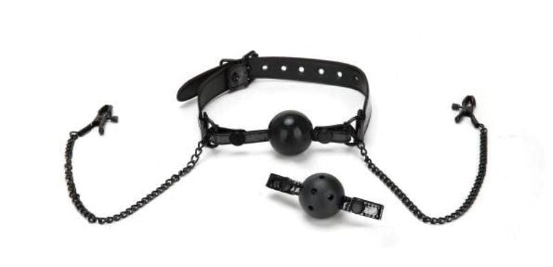 Whipsmart Diamond Ball Gag and Nipple Clips - - Bondage Gags and Bits