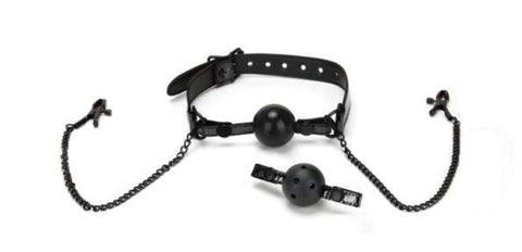 Whipsmart Diamond Ball Gag and Nipple Clips - Bondage Gags and Bits