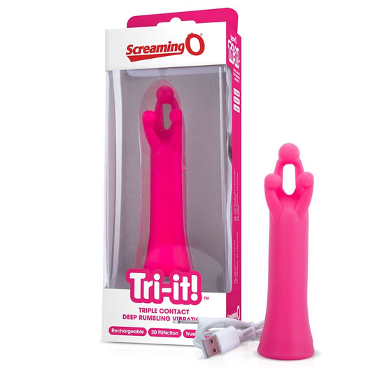 Screaming O Singles Charged Tri It Pink Single Vibrator - Personal Massagers