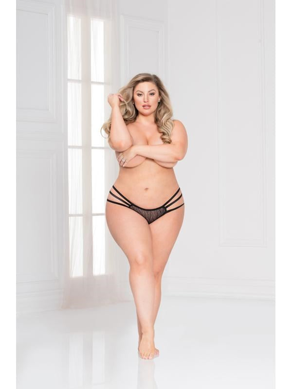 Seven Til Midnight Strappy Side Lace Panty Black - - G-Strings, Panties and Shorts