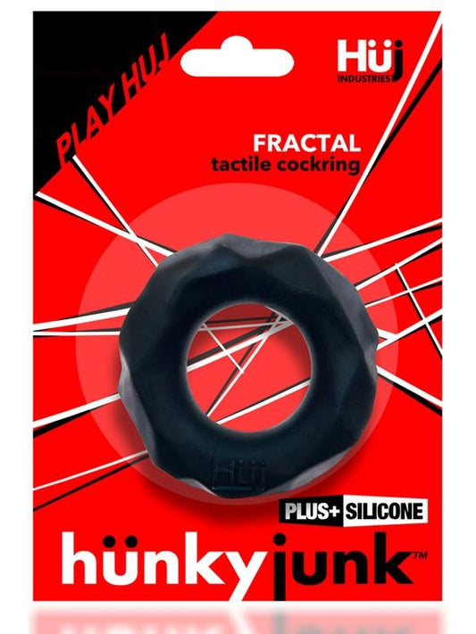 Hunkyjunk Fractal Tactile Cock Ring Tar Ice - Cock Rings