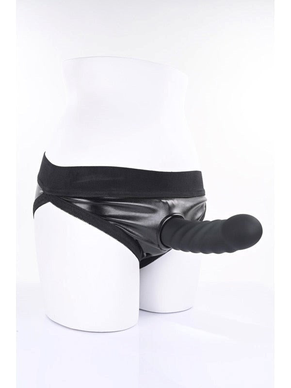 Merge Sportsheets Banx Ribbed Hollow Dildo Black - Realistic Dildos