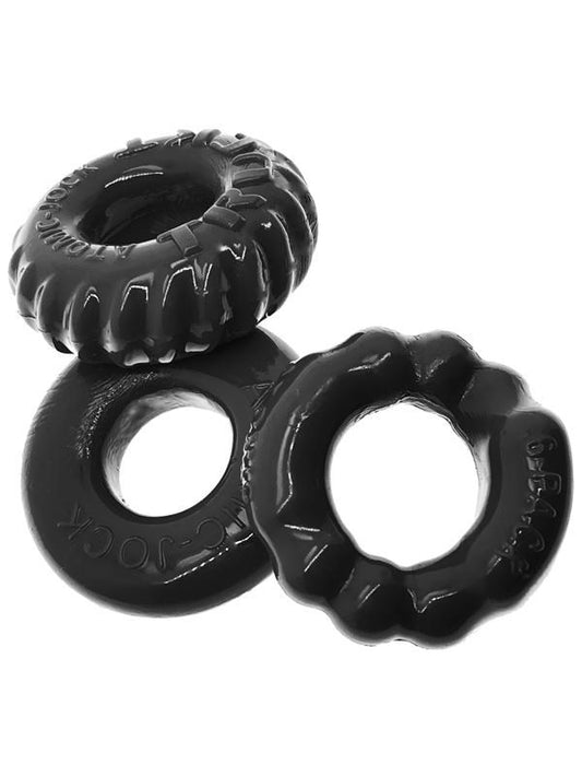 Oxballs BONEMAKER Boner Cock Ring Kit Black 3 Pack - Cock Ring Sets