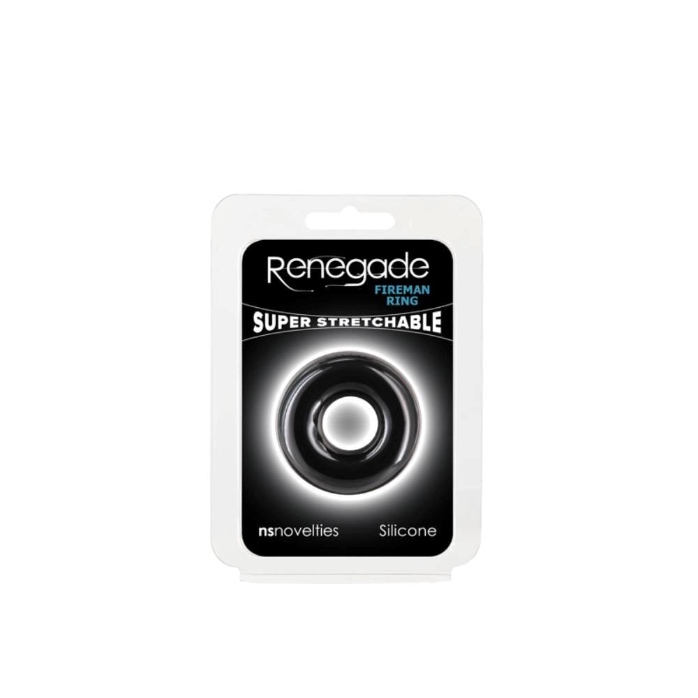 Renegade Fireman Stretchy Cock Ring Black - Stretchy Cock Rings
