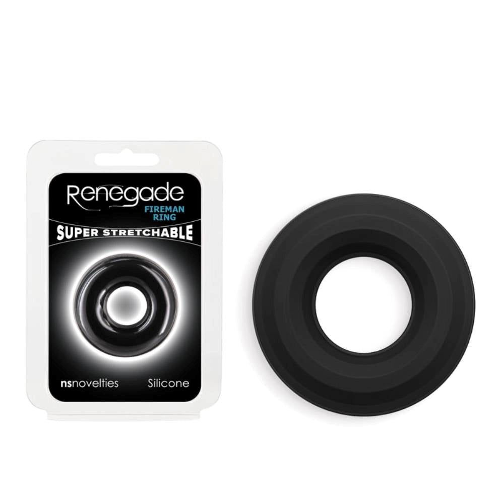 Renegade Fireman Stretchy Cock Ring Black - Stretchy Cock Rings