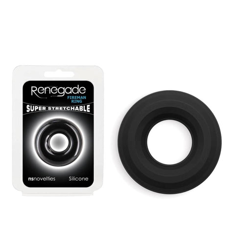 Renegade Fireman Stretchy Cock Ring Black - Stretchy Cock Rings