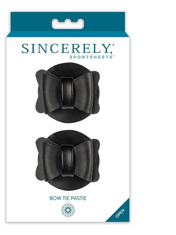 Sportsheets Sincerely Bow Tie Reusable Vegan Leather Pasties - Breast and Nipple Toys