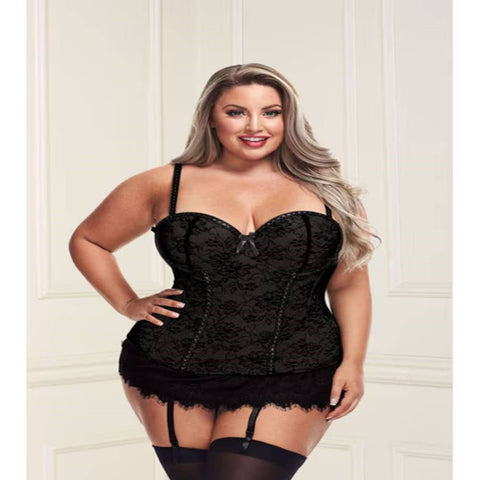 White Label Baci Women Bustier and G-string Black - Bustiers and Corsets