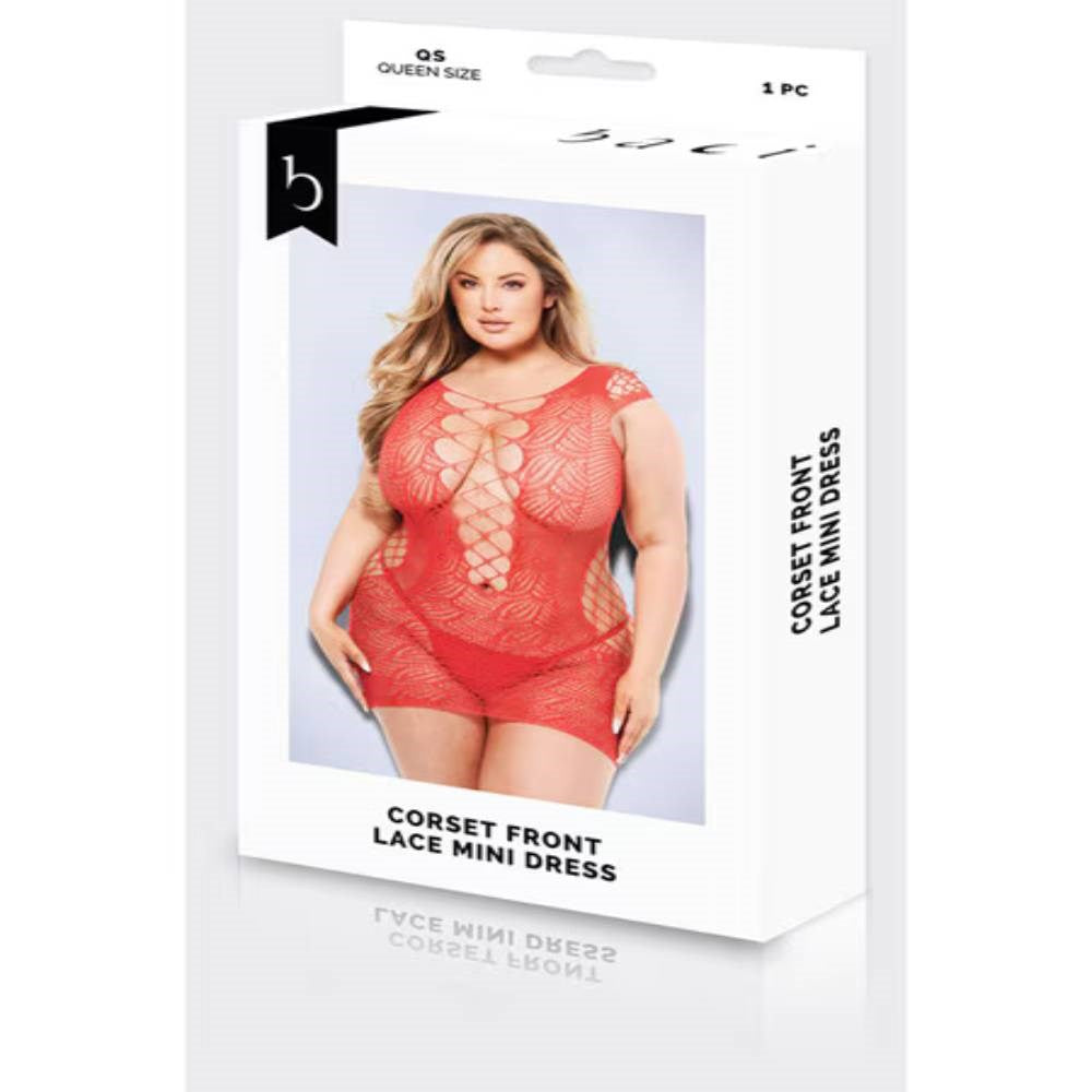 Baci Corset Front Lace Womens Intimate Mini Dress Queen - - Bustiers and Corsets
