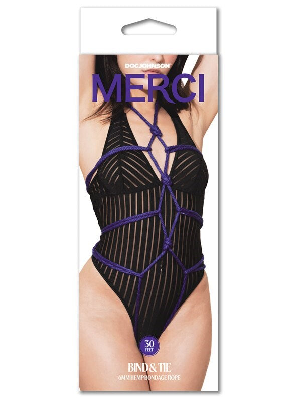 Kink Merci Bind and Tie 6mm Bondage Rope 30 Feet Violet - Cuffs and Restraints
