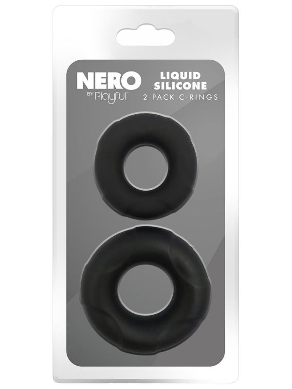 Playful Nero Liquid Silicone 2 Pack Cock Rings - Silicone Cock Rings