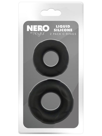 Playful Nero Liquid Silicone 2 Pack Cock Rings - Silicone Cock Rings