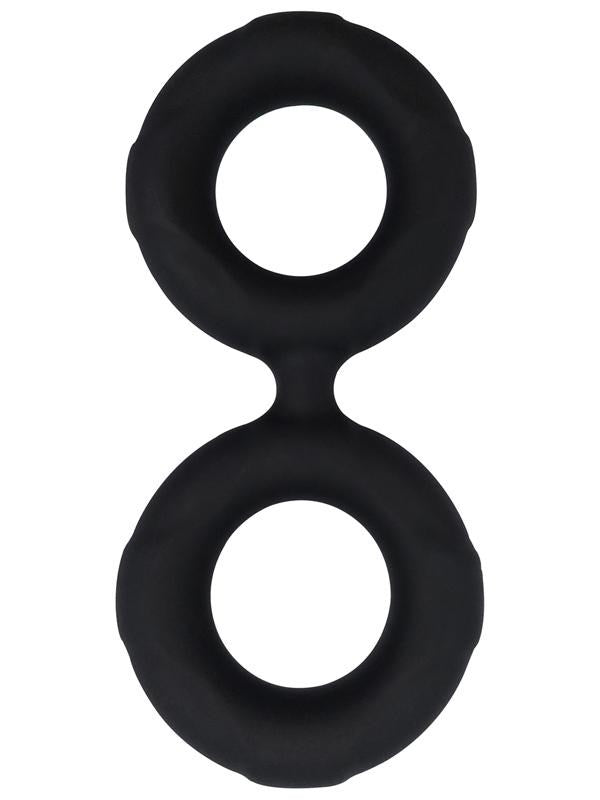 Playful Nero Liquid Silicone Connected Cock Ring - Silicone Cock Rings