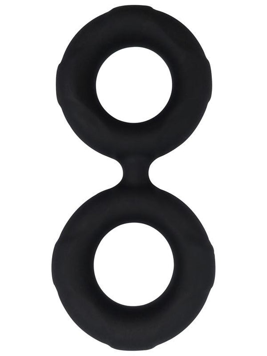 Playful Nero Liquid Silicone Connected Cock Ring - Silicone Cock Rings