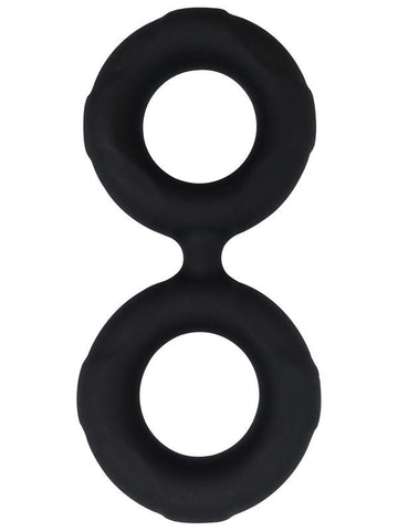 Playful Nero Liquid Silicone Connected Cock Ring - Silicone Cock Rings