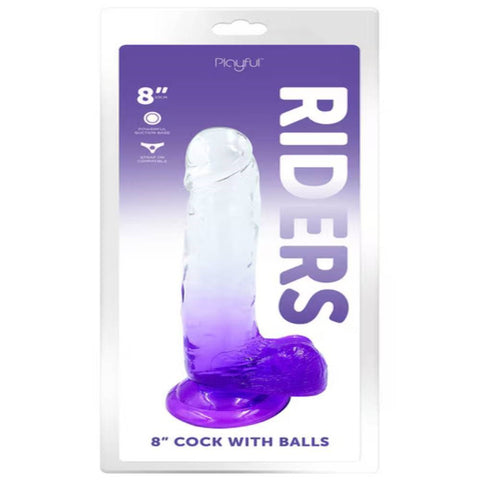 Playful Riders 8 Inch Realistic Dong with Balls - Realistic Dildos