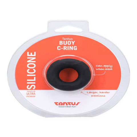 Tantus Buoy Stretchy Silicone Cock Ring Onyx - Stretchy Cock Rings