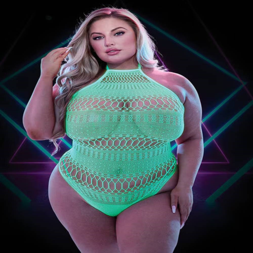 Lapdance Lingerie Glow In The Dark Teddy with Halter Neck - Teddies and Bodysuits