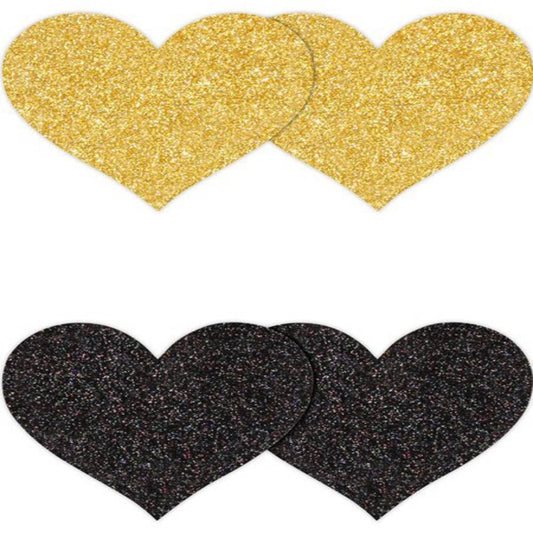 NS Novelties Pretty Glitter Hearts Shape Nipple Pasties 2 Pair - Breast and Nipple Toys